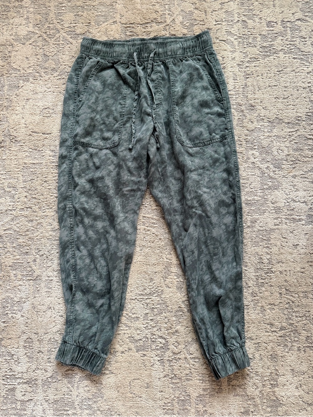 Orvis Classic Collection Tie-Dye Jogger Pants Gray Green Elastic Waist Size S